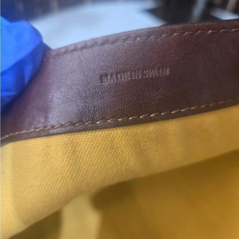 Loewe Brown and Green Leather Document Bag